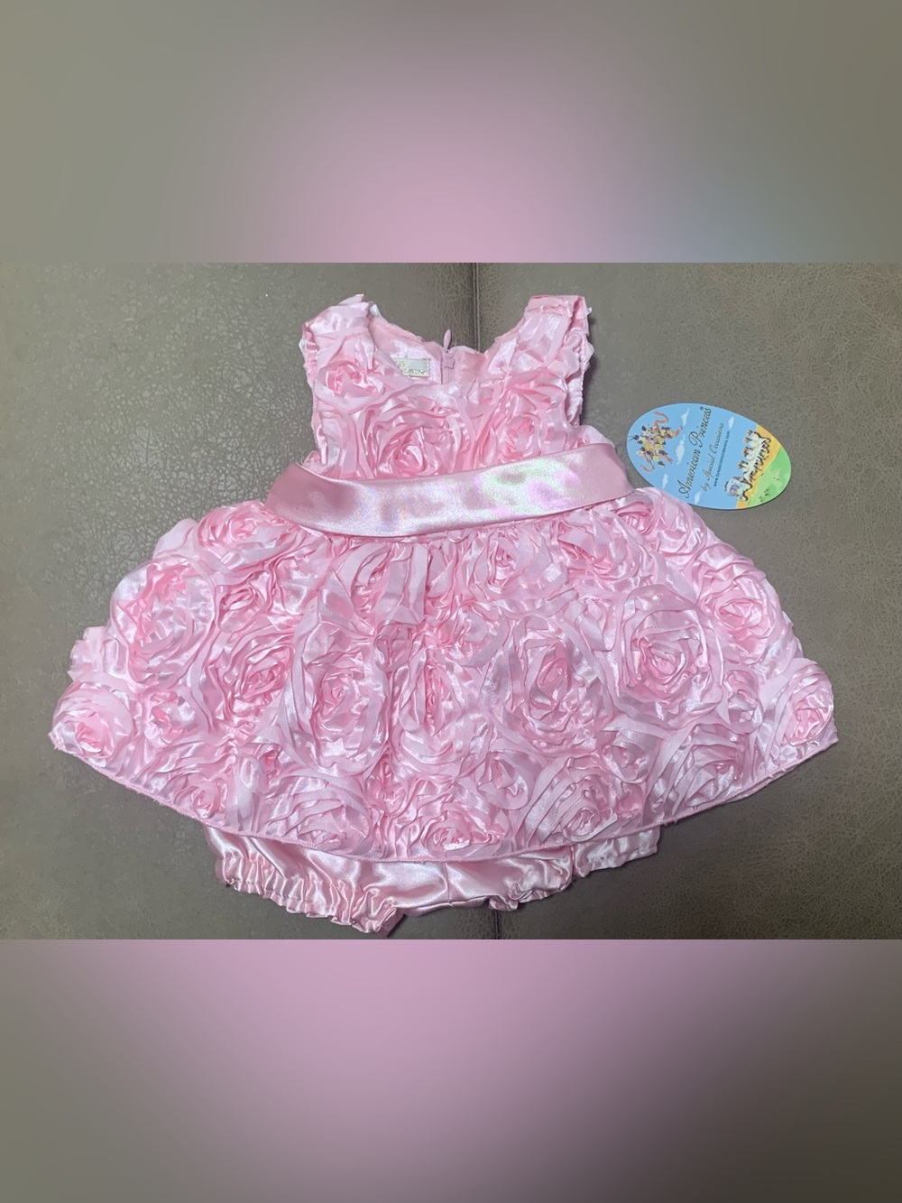 American Princess Girls Pink Rose Textured Dress With Shorts NEW Infant 6 Months
